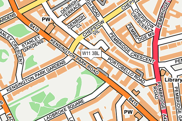 W11 3BL map - OS OpenMap – Local (Ordnance Survey) W11 3BL map - OS OpenMap – Local (Ordnance Survey)