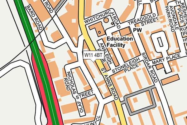 W11 4BT map - OS OpenMap – Local (Ordnance Survey) W11 4BT map - OS OpenMap – Local (Ordnance Survey)
