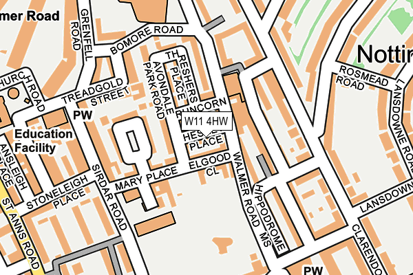W11 4HW map - OS OpenMap – Local (Ordnance Survey) W11 4HW map - OS OpenMap – Local (Ordnance Survey)