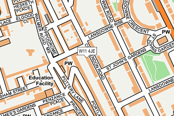 W11 4JE map - OS OpenMap – Local (Ordnance Survey) W11 4JE map - OS OpenMap – Local (Ordnance Survey)