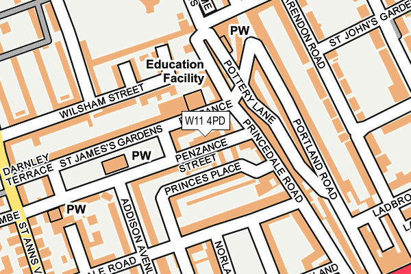 W11 4PD map - OS OpenMap – Local (Ordnance Survey) W11 4PD map - OS OpenMap – Local (Ordnance Survey)