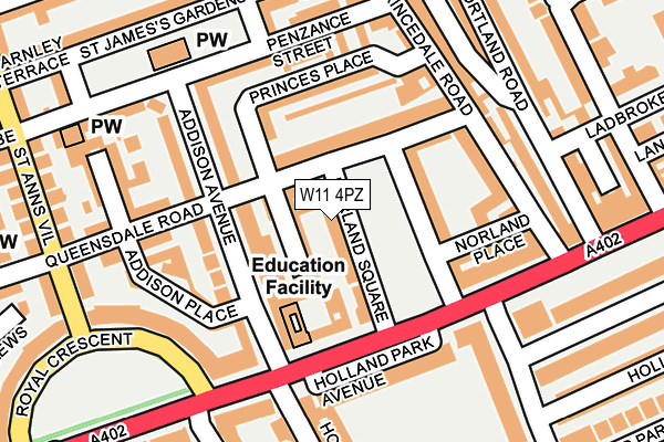 W11 4PZ map - OS OpenMap – Local (Ordnance Survey) W11 4PZ map - OS OpenMap – Local (Ordnance Survey)