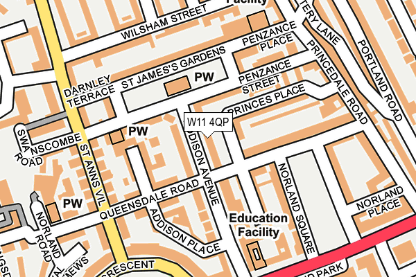 W11 4QP map - OS OpenMap – Local (Ordnance Survey) W11 4QP map - OS OpenMap – Local (Ordnance Survey)