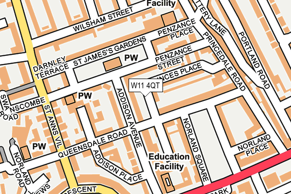 W11 4QT map - OS OpenMap – Local (Ordnance Survey) W11 4QT map - OS OpenMap – Local (Ordnance Survey)