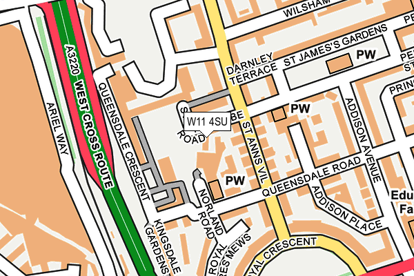 W11 4SU map - OS OpenMap – Local (Ordnance Survey) W11 4SU map - OS OpenMap – Local (Ordnance Survey)