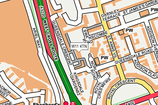 W11 4TN map - OS OpenMap – Local (Ordnance Survey) W11 4TN map - OS OpenMap – Local (Ordnance Survey)