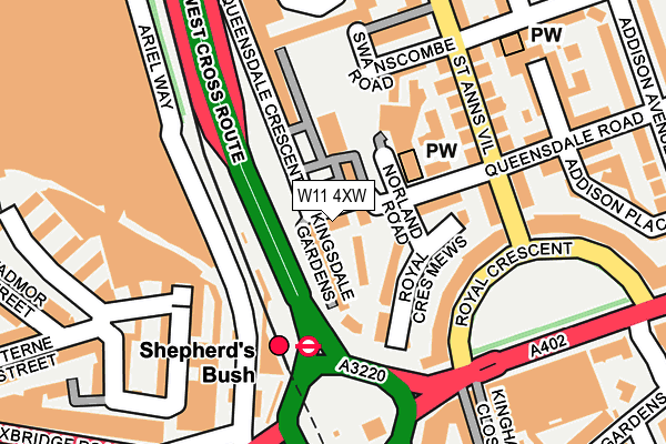 W11 4XW map - OS OpenMap – Local (Ordnance Survey) W11 4XW map - OS OpenMap – Local (Ordnance Survey)