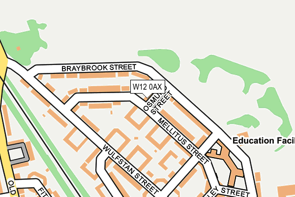 W12 0AX map - OS OpenMap – Local (Ordnance Survey) W12 0AX map - OS OpenMap – Local (Ordnance Survey)