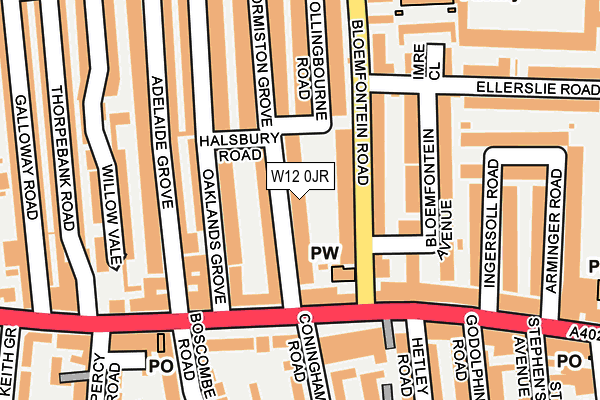 W12 0JR map - OS OpenMap – Local (Ordnance Survey) W12 0JR map - OS OpenMap – Local (Ordnance Survey)