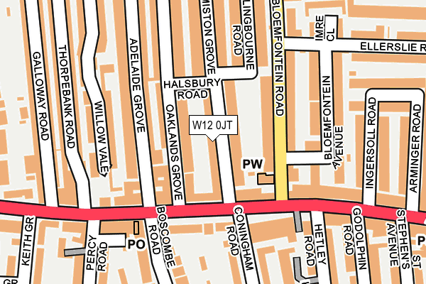 W12 0JT map - OS OpenMap – Local (Ordnance Survey) W12 0JT map - OS OpenMap – Local (Ordnance Survey)