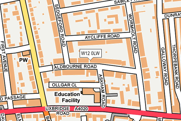 W12 0LW map - OS OpenMap – Local (Ordnance Survey) W12 0LW map - OS OpenMap – Local (Ordnance Survey)