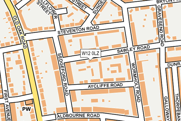 W12 0LZ map - OS OpenMap – Local (Ordnance Survey) W12 0LZ map - OS OpenMap – Local (Ordnance Survey)