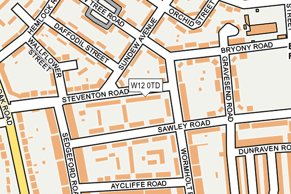 W12 0TD map - OS OpenMap – Local (Ordnance Survey) W12 0TD map - OS OpenMap – Local (Ordnance Survey)