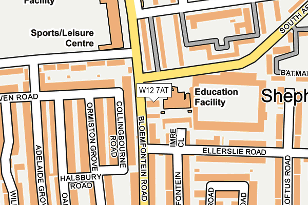 W12 7AT map - OS OpenMap – Local (Ordnance Survey) W12 7AT map - OS OpenMap – Local (Ordnance Survey)