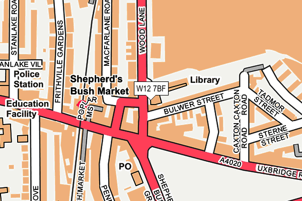 W12 7BF map - OS OpenMap – Local (Ordnance Survey) W12 7BF map - OS OpenMap – Local (Ordnance Survey)