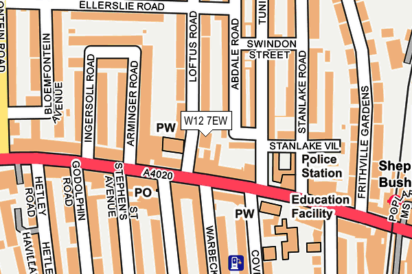 W12 7EW map - OS OpenMap – Local (Ordnance Survey) W12 7EW map - OS OpenMap – Local (Ordnance Survey)