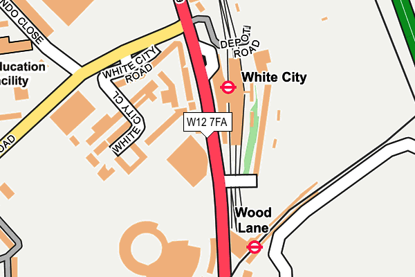 W12 7FA map - OS OpenMap – Local (Ordnance Survey) W12 7FA map - OS OpenMap – Local (Ordnance Survey)