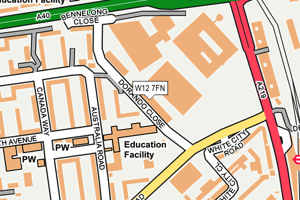 W12 7FN map - OS OpenMap – Local (Ordnance Survey) W12 7FN map - OS OpenMap – Local (Ordnance Survey)