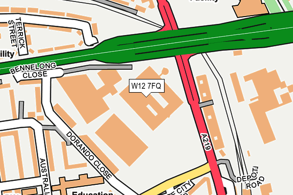 W12 7FQ map - OS OpenMap – Local (Ordnance Survey) W12 7FQ map - OS OpenMap – Local (Ordnance Survey)