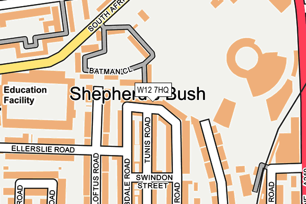 W12 7HQ map - OS OpenMap – Local (Ordnance Survey) W12 7HQ map - OS OpenMap – Local (Ordnance Survey)