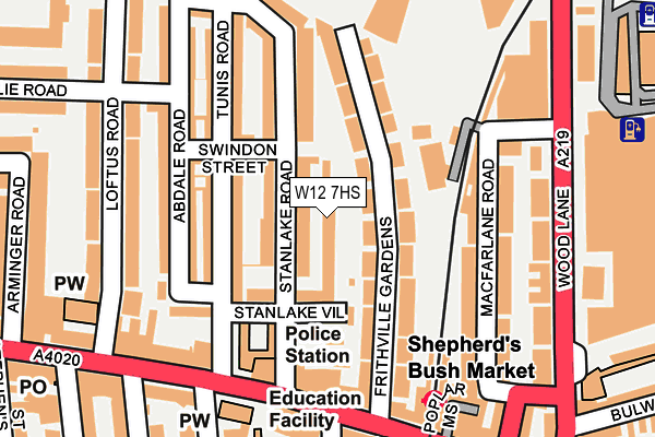 W12 7HS map - OS OpenMap – Local (Ordnance Survey) W12 7HS map - OS OpenMap – Local (Ordnance Survey)