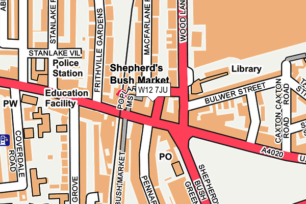 W12 7JU map - OS OpenMap – Local (Ordnance Survey) W12 7JU map - OS OpenMap – Local (Ordnance Survey)