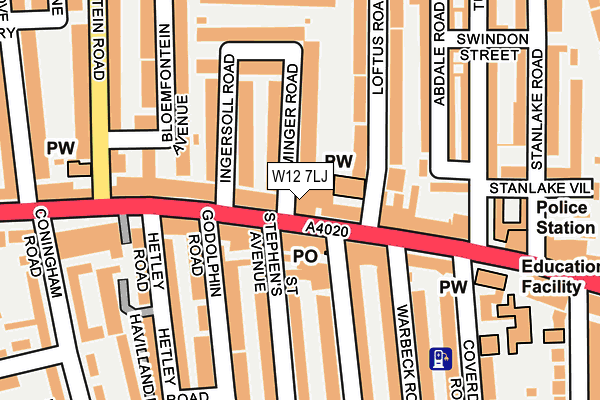 W12 7LJ map - OS OpenMap – Local (Ordnance Survey) W12 7LJ map - OS OpenMap – Local (Ordnance Survey)
