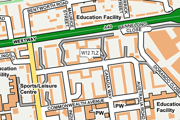 W12 7LZ map - OS OpenMap – Local (Ordnance Survey) W12 7LZ map - OS OpenMap – Local (Ordnance Survey)