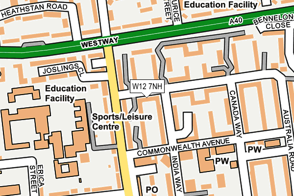 W12 7NH map - OS OpenMap – Local (Ordnance Survey) W12 7NH map - OS OpenMap – Local (Ordnance Survey)