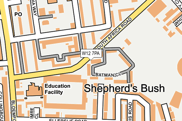 W12 7PA map - OS OpenMap – Local (Ordnance Survey) W12 7PA map - OS OpenMap – Local (Ordnance Survey)