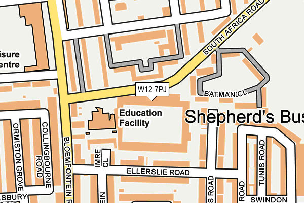 W12 7PJ map - OS OpenMap – Local (Ordnance Survey) W12 7PJ map - OS OpenMap – Local (Ordnance Survey)