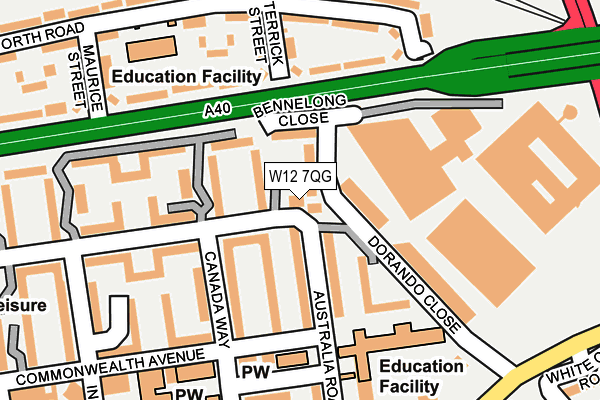 W12 7QG map - OS OpenMap – Local (Ordnance Survey) W12 7QG map - OS OpenMap – Local (Ordnance Survey)