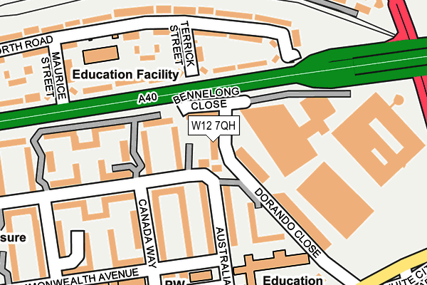W12 7QH map - OS OpenMap – Local (Ordnance Survey) W12 7QH map - OS OpenMap – Local (Ordnance Survey)