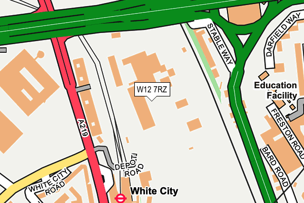 W12 7RZ map - OS OpenMap – Local (Ordnance Survey) W12 7RZ map - OS OpenMap – Local (Ordnance Survey)