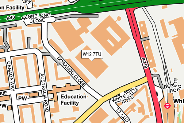 W12 7TU map - OS OpenMap – Local (Ordnance Survey) W12 7TU map - OS OpenMap – Local (Ordnance Survey)