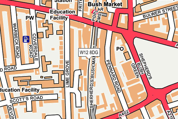 W12 8DG map - OS OpenMap – Local (Ordnance Survey)