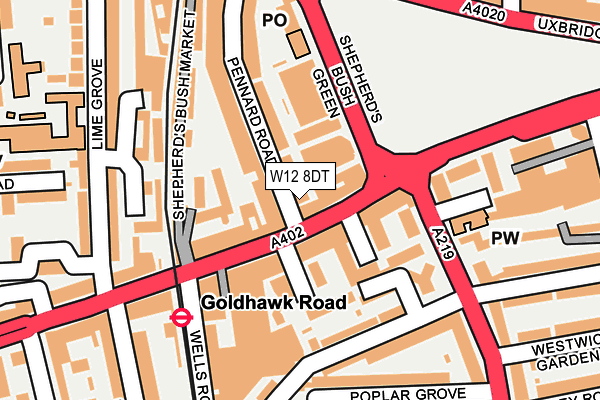 W12 8DT map - OS OpenMap – Local (Ordnance Survey) W12 8DT map - OS OpenMap – Local (Ordnance Survey)