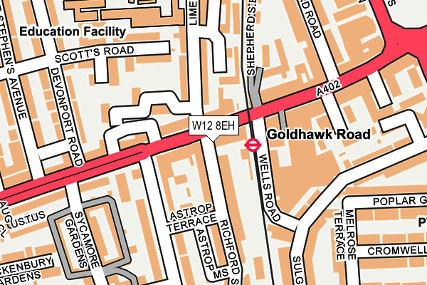 W12 8EH map - OS OpenMap – Local (Ordnance Survey) W12 8EH map - OS OpenMap – Local (Ordnance Survey)