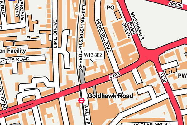 W12 8EZ map - OS OpenMap – Local (Ordnance Survey) W12 8EZ map - OS OpenMap – Local (Ordnance Survey)