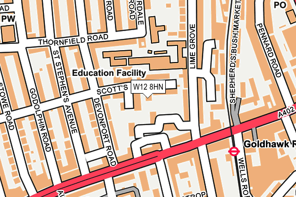 W12 8HN map - OS OpenMap – Local (Ordnance Survey) W12 8HN map - OS OpenMap – Local (Ordnance Survey)