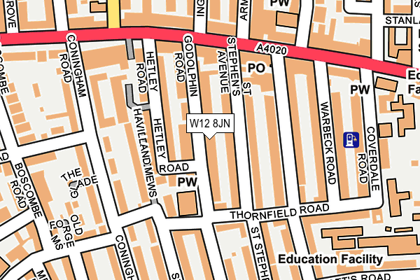 W12 8JN map - OS OpenMap – Local (Ordnance Survey)
