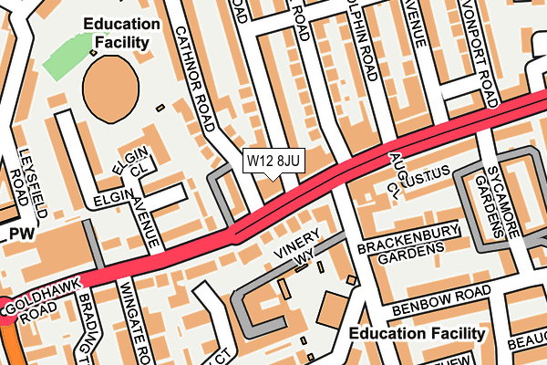 W12 8JU map - OS OpenMap – Local (Ordnance Survey) W12 8JU map - OS OpenMap – Local (Ordnance Survey)