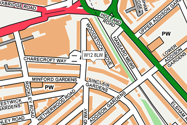 W12 8LW map - OS OpenMap – Local (Ordnance Survey) W12 8LW map - OS OpenMap – Local (Ordnance Survey)