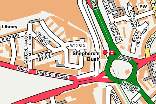 W12 8LX map - OS OpenMap – Local (Ordnance Survey) W12 8LX map - OS OpenMap – Local (Ordnance Survey)