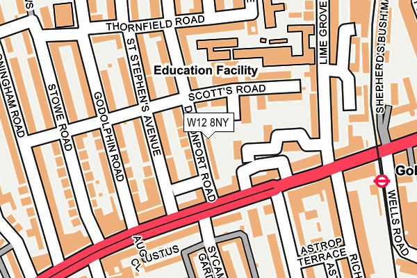 W12 8NY map - OS OpenMap – Local (Ordnance Survey) W12 8NY map - OS OpenMap – Local (Ordnance Survey)