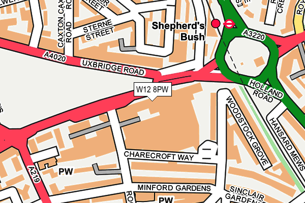 W12 8PW map - OS OpenMap – Local (Ordnance Survey) W12 8PW map - OS OpenMap – Local (Ordnance Survey)