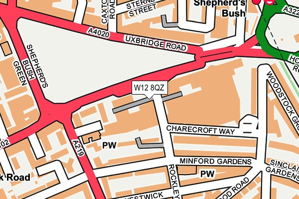 W12 8QZ map - OS OpenMap – Local (Ordnance Survey) W12 8QZ map - OS OpenMap – Local (Ordnance Survey)