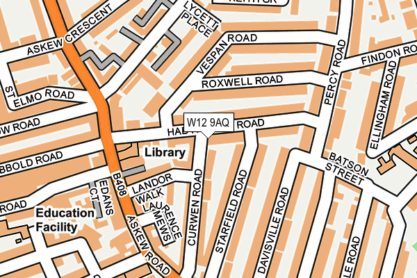 W12 9AQ map - OS OpenMap – Local (Ordnance Survey) W12 9AQ map - OS OpenMap – Local (Ordnance Survey)