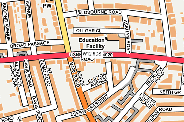 W12 9DS map - OS OpenMap – Local (Ordnance Survey) W12 9DS map - OS OpenMap – Local (Ordnance Survey)