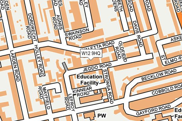 W12 9HQ map - OS OpenMap – Local (Ordnance Survey) W12 9HQ map - OS OpenMap – Local (Ordnance Survey)